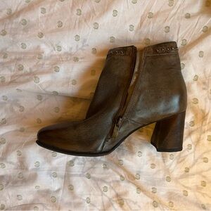 L'ATISTE Brown Ankle Booties with Studded Detail